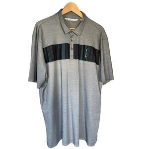 Travis Mathew Men's Size XXL Grey Cotton Blend Stripe Golf Polo Shirt